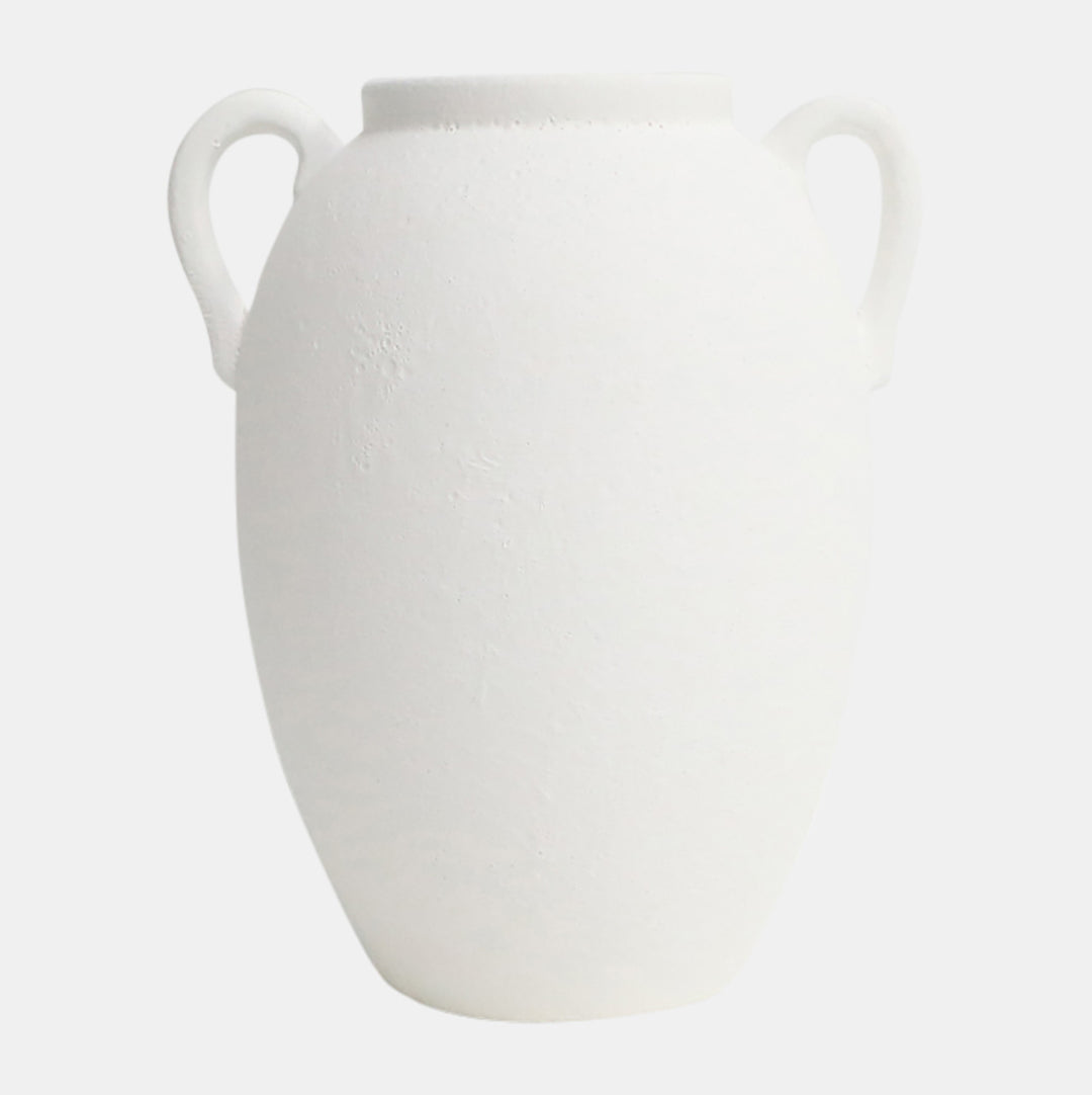 Ceramic Textured Jug W/ Handles, White