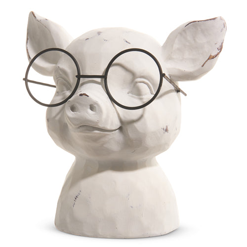 6.75" Pig Bust with Glasses