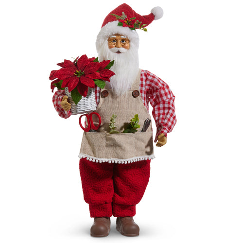18" Gingham Gardening Santa