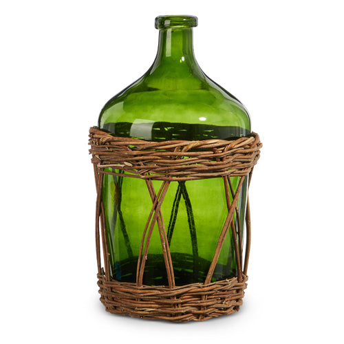 Green Bottle in Basket