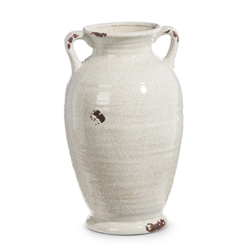 14.5" Glazed Distressed Handled Urn
