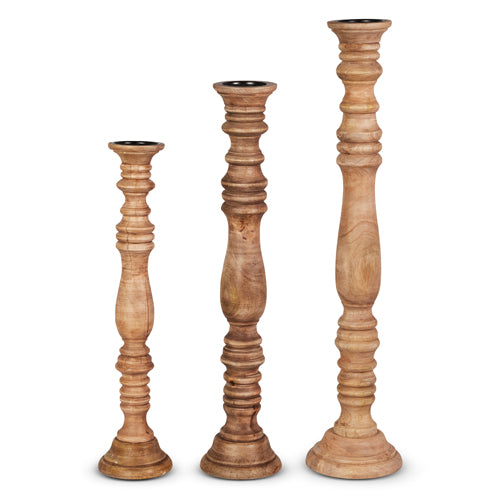 Wooden Floor Candle Holders