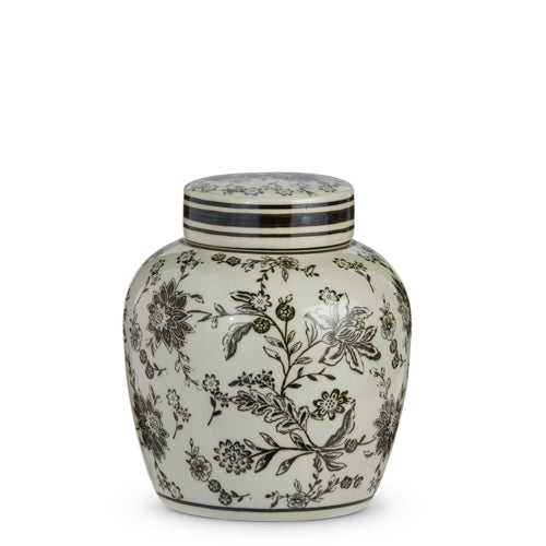 8" Brown and Ivory Lidded Jar