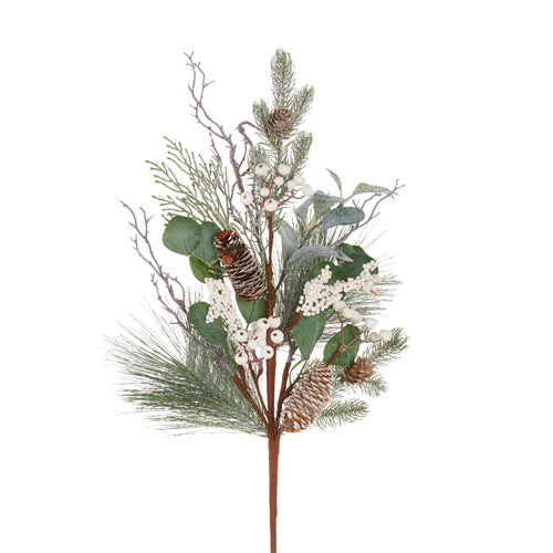 Stem 30" Glittered Cedar & Eucalyptus Mixed Spray