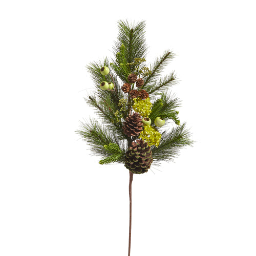 28" Mixed Pine & Pinecone Spray