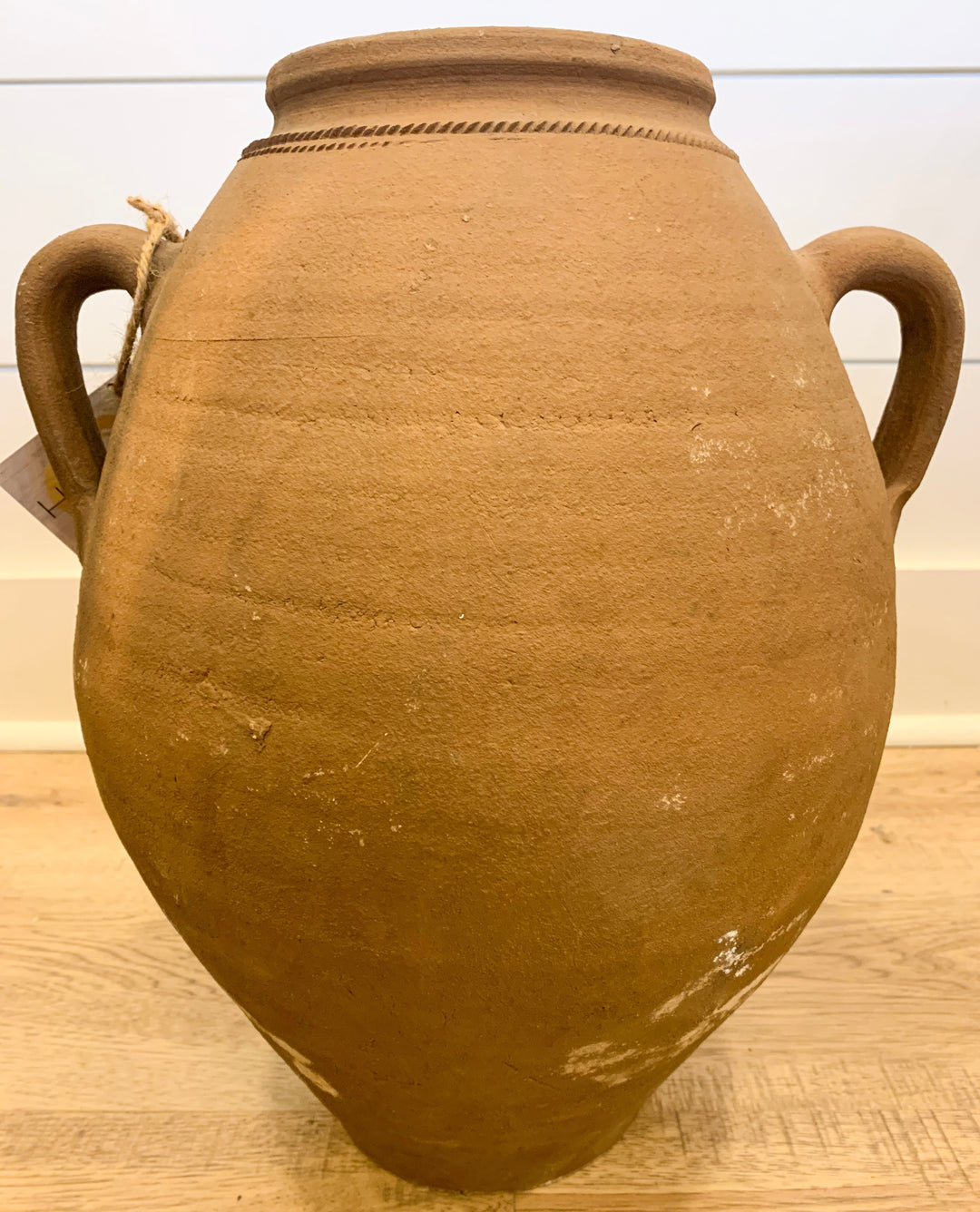 Large Brown Turkish Pottery Vase w/ Handles