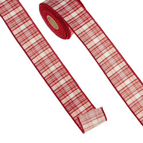 Ribbon Pink & Red Plaid Wired 2.5"x10yd