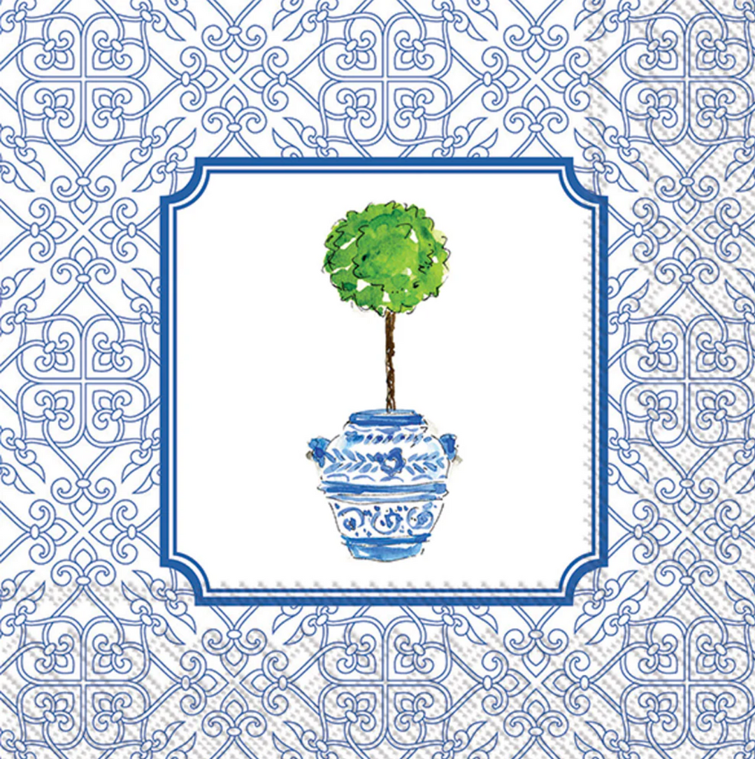 Blue Topiary Cocktail Napkin
