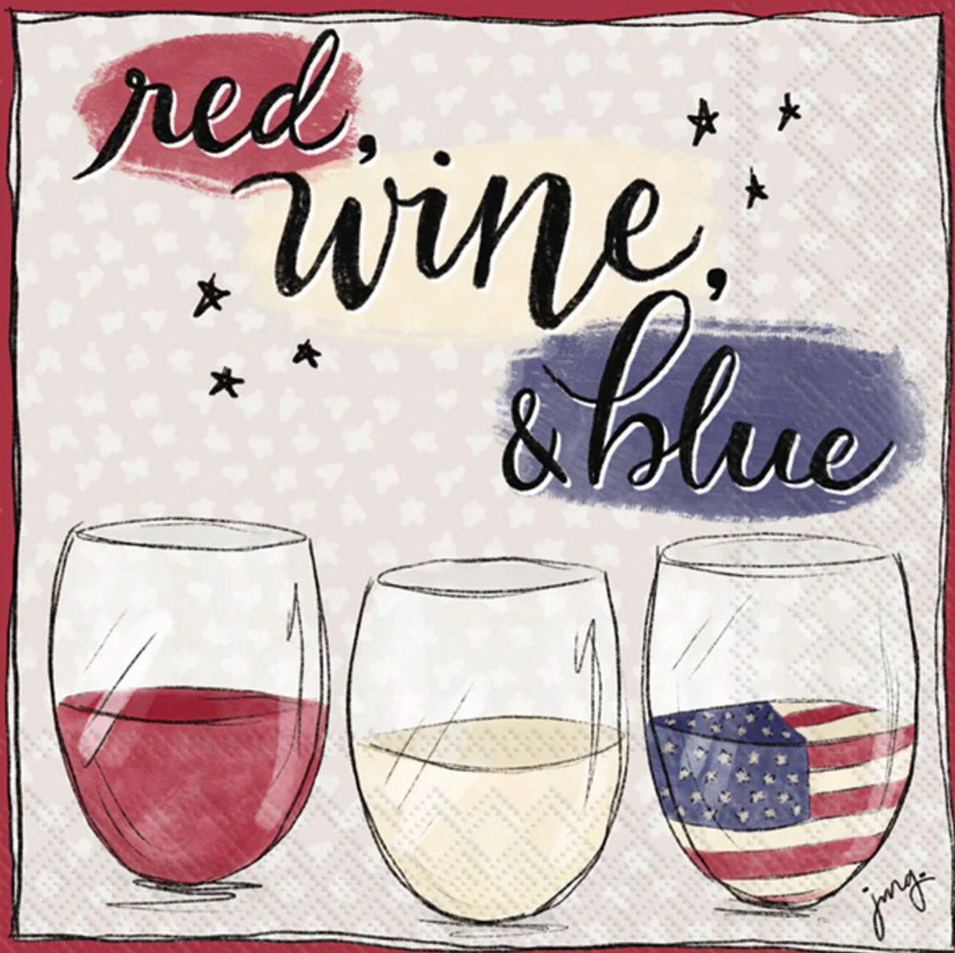 Red Wine & Blue Cocktail Napkin