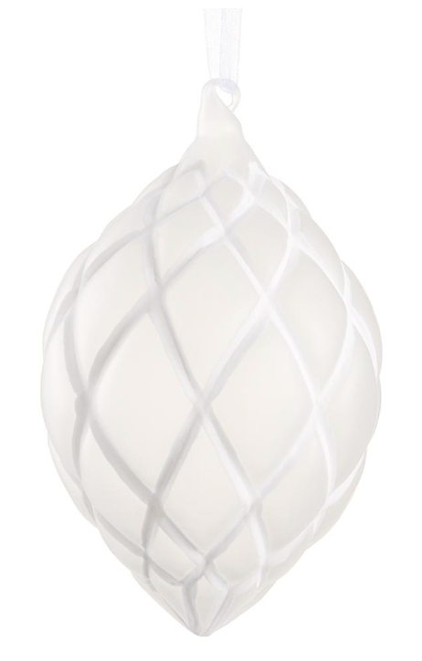 White Frosted Teardrop Ornament