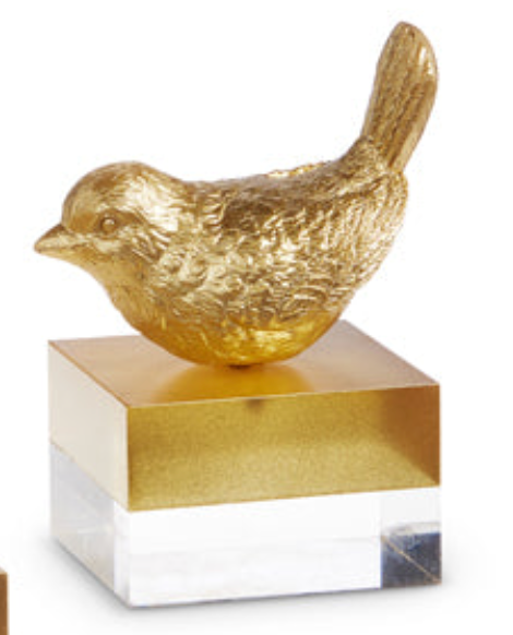 Gold Bird on Two Toned Block 5"