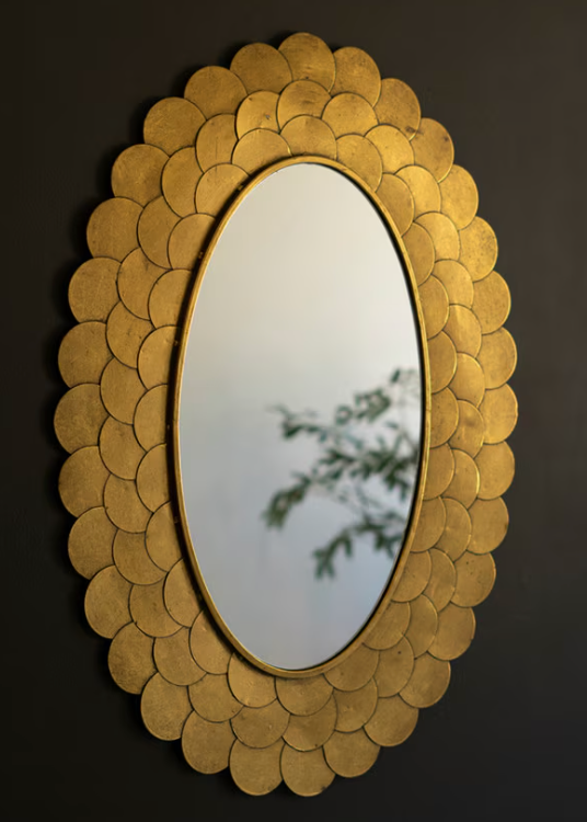 Layered Antique Gold Scallop Framed Mirror