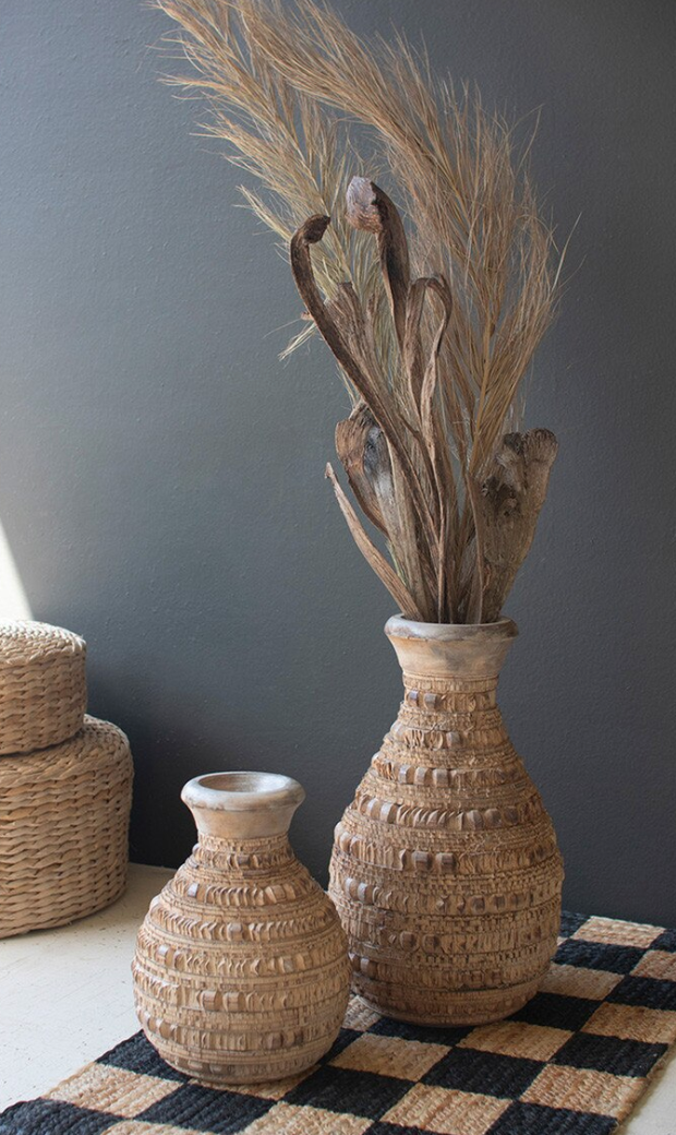 Carved Wooden Vases