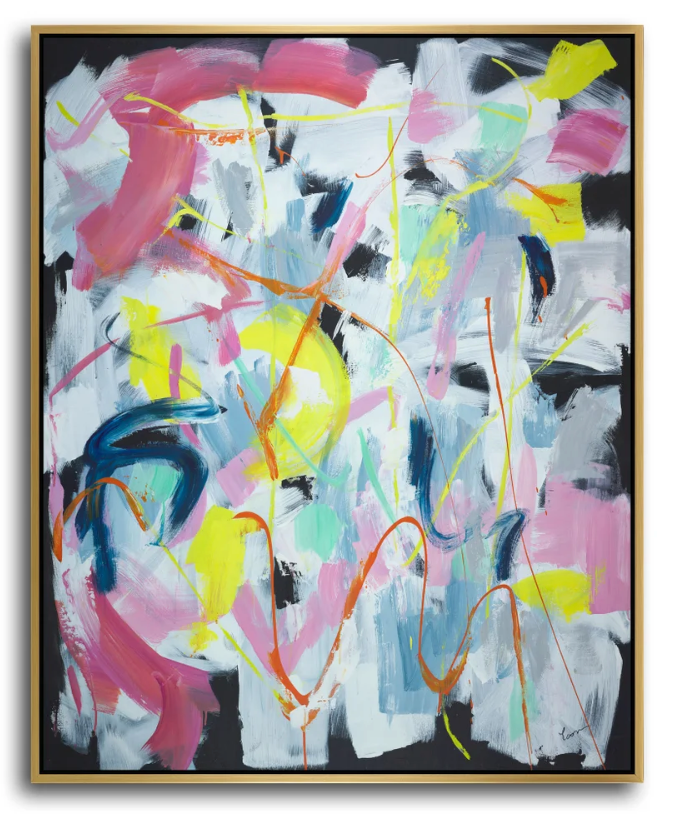 Hand Painted Abstract Laguna Gold Frame