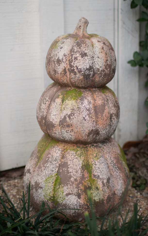 Three Stacked Concrete Pumpkins