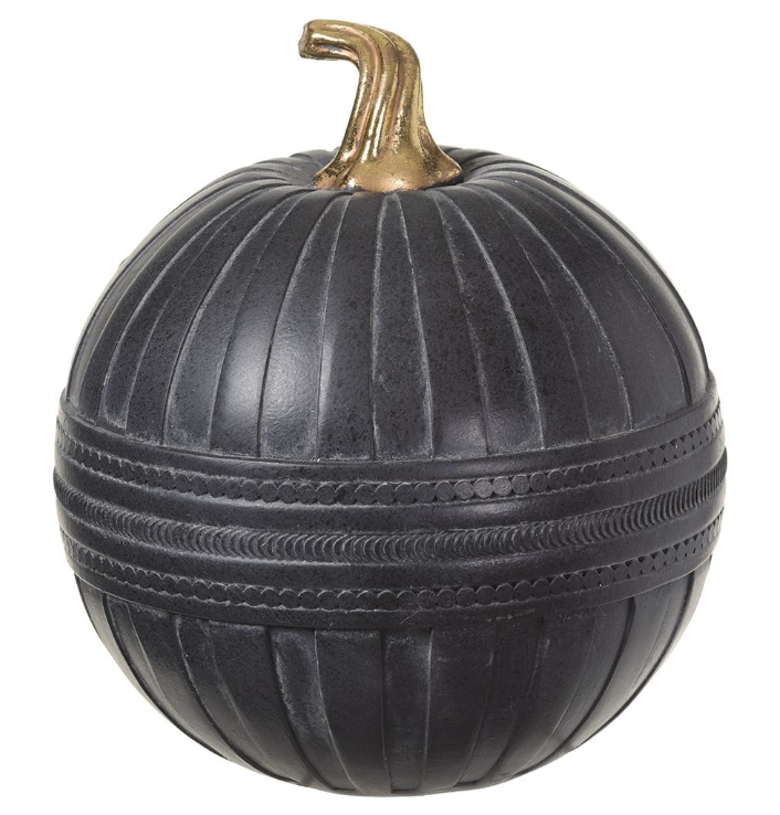 Vintage Black Pumpkin with Gold Stem