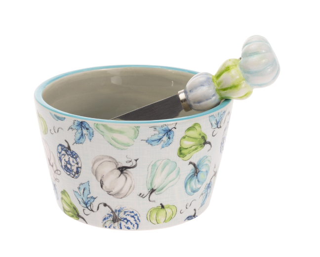 Chinoiserie Pumpkins Bowl and Spreader Set