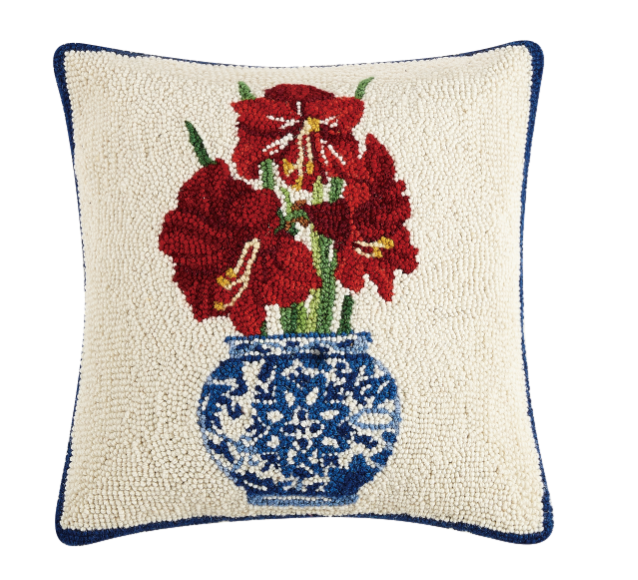 Chinoiserie Amaryllis Hook Pillow