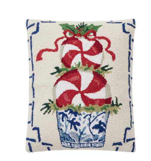 Chinoiserie Peppermint Hook Pillow