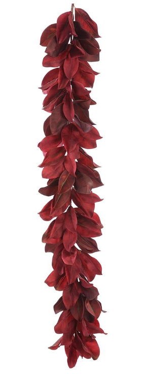 Burgundy Magnolia Leaf Garland 5'