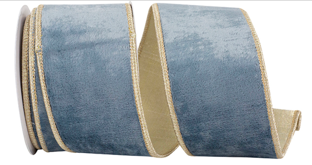 Blue Velvet Plush Backed Wired Ribbon 2-1/2"x5yds