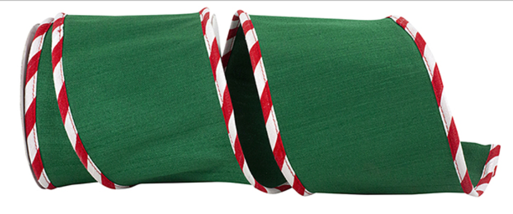 Candy Cane Edge Dupioni Wired Ribbon 4"x5yds