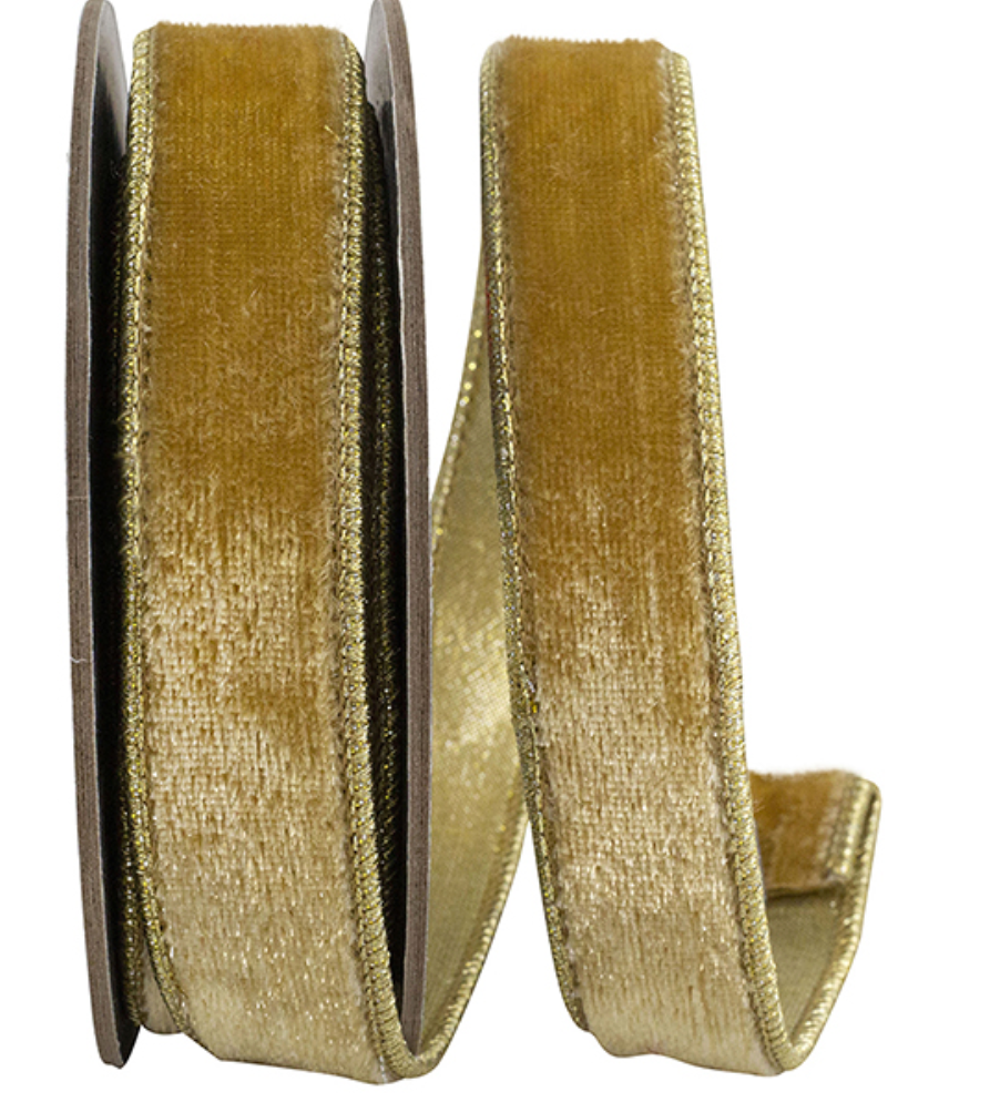 Champagne Velvet Plush Wired Ribbon 1"x5yds
