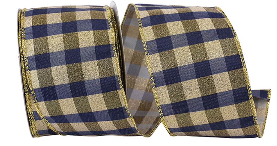 Check Metallic Elegance Wired Ribbon 2-1/2"x10yds
