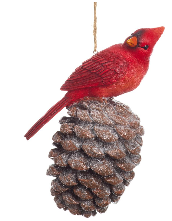 Cardinal on Pinecone Ornament