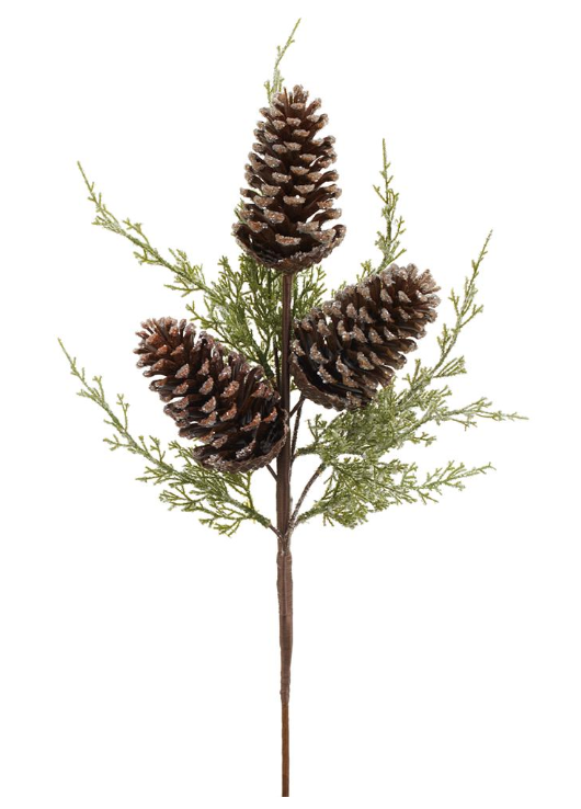 Iced Pinecone and Pine Spray 22"