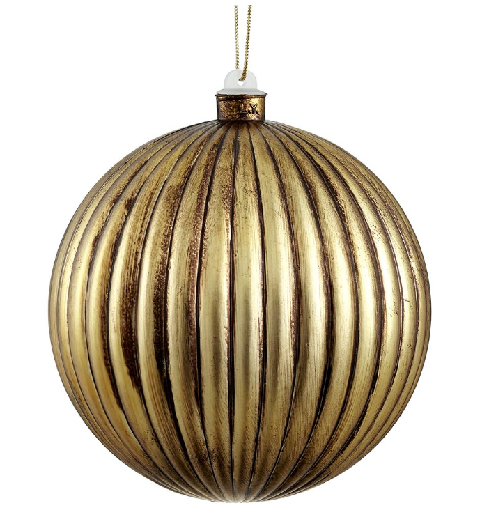 Antique Gold Ribbed Ornament