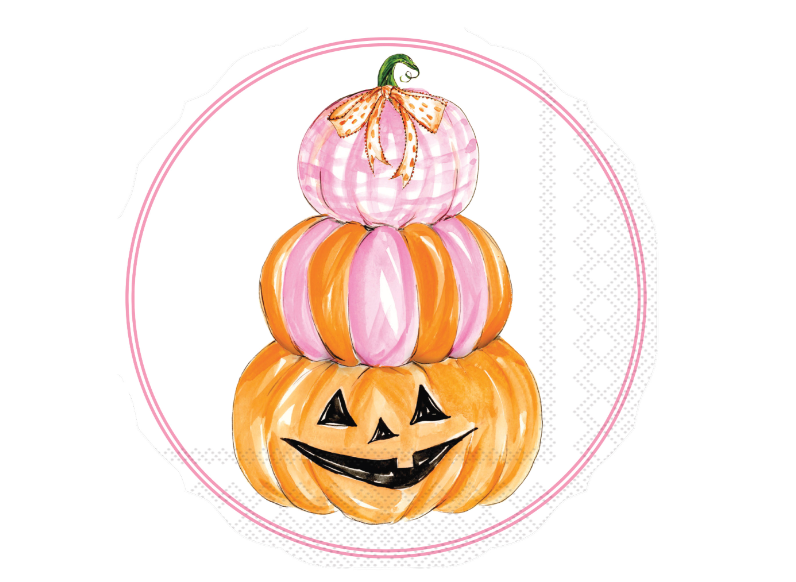 Pink Stacked Pumpkin Shaped Cocktail Napkin