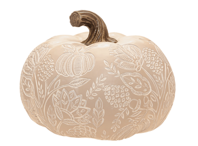 Carved Botanical Pumpkin