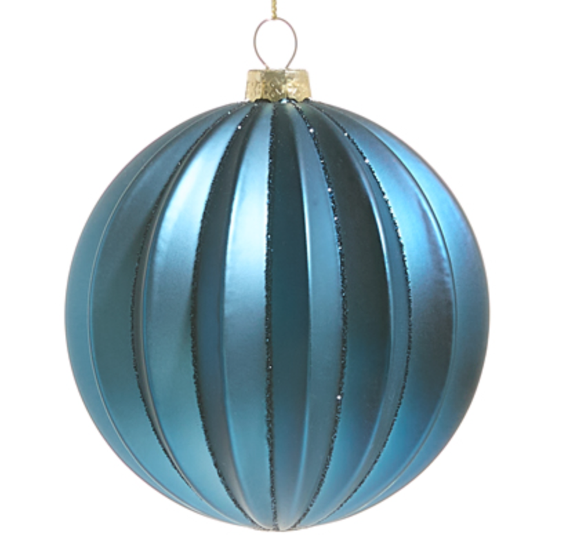 Blue Ribbed Ornament