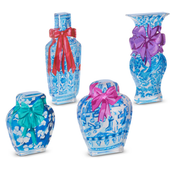 Chinoiserie Holiday Bow Acrylic Blocks