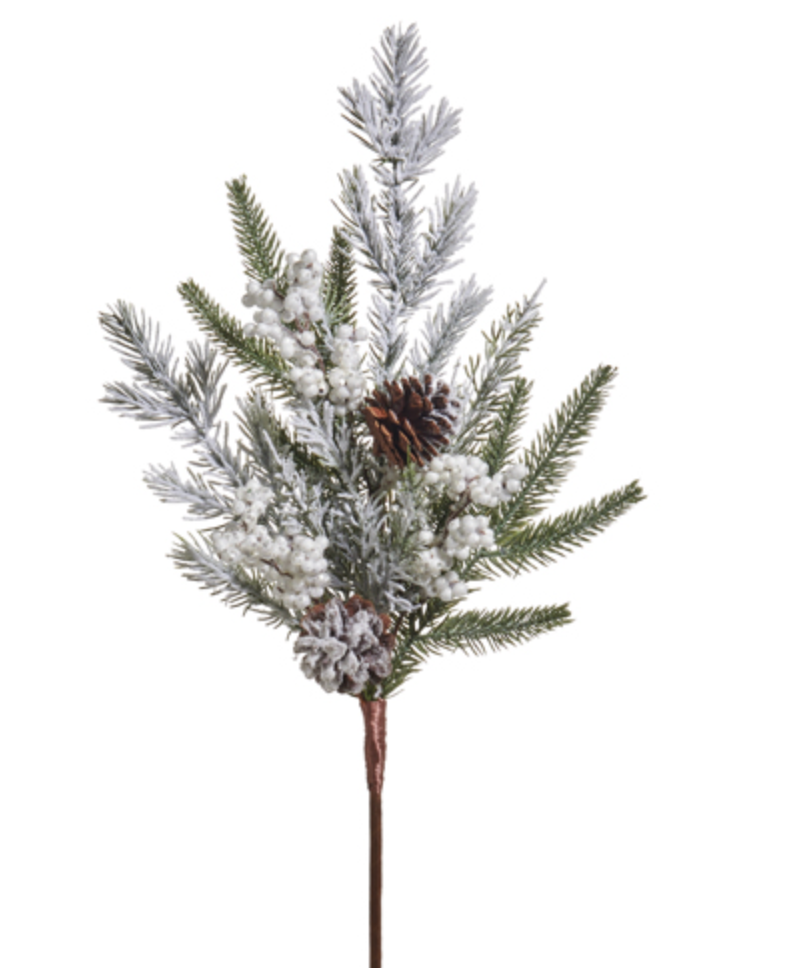 Snowy Mixed Greenery Spray 24"