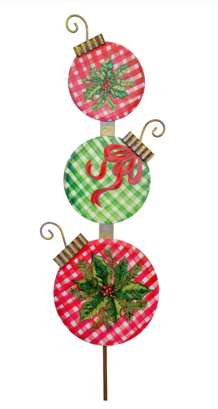 Gingham Ornament Topiary Stake