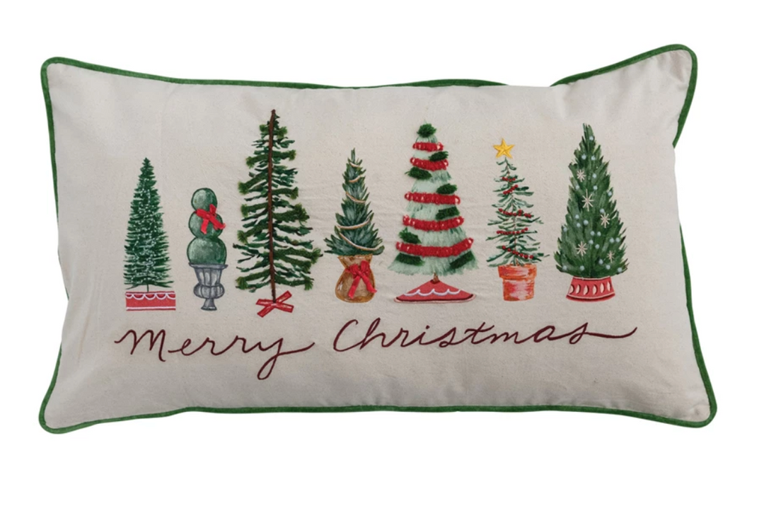 Merry Christmas Tree Lumbar Pillow