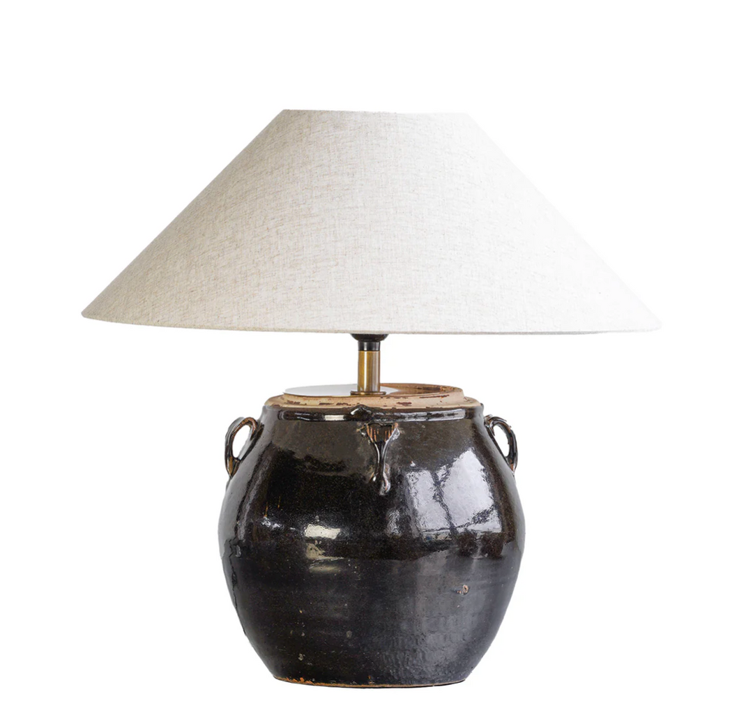 Glazed Handled Pot Lamp