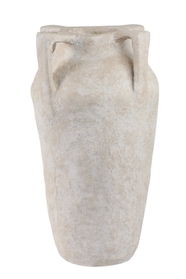White Paper Mache Handle Vase