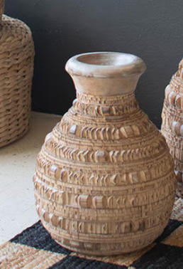Carved Wooden Vases