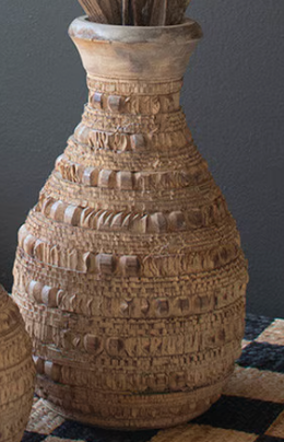 Carved Wooden Vases