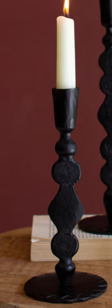 Waxed Balck Forged Iron Taper Candle Holders