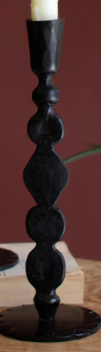 Waxed Balck Forged Iron Taper Candle Holders