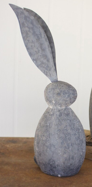 Stone Rabbit with Tall Metal Ears