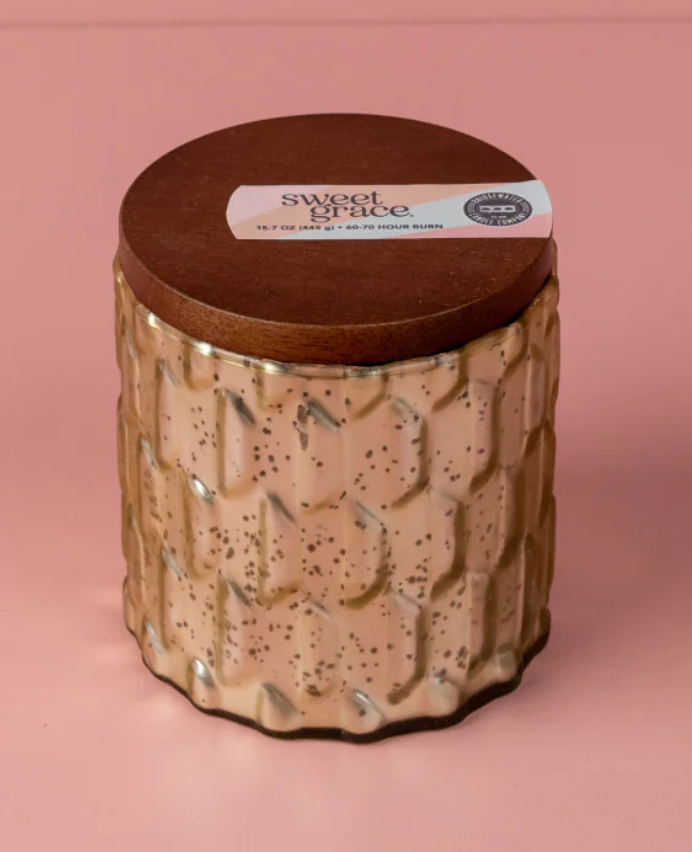 Candle Sweet Grace Matte Gold w/ Wood Lid