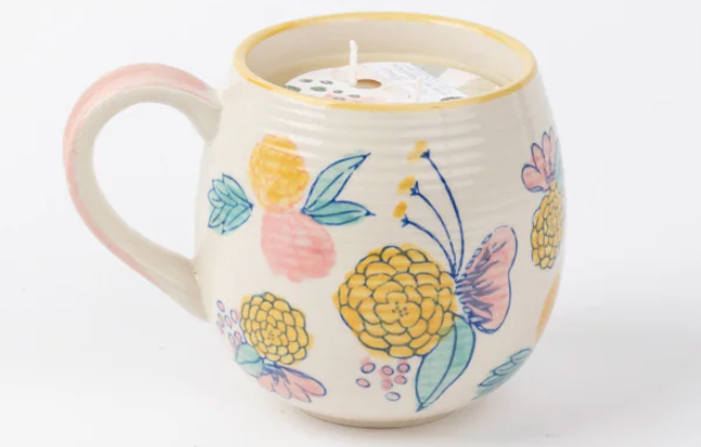 Sweet Grace Blush Floral Mug Candle
