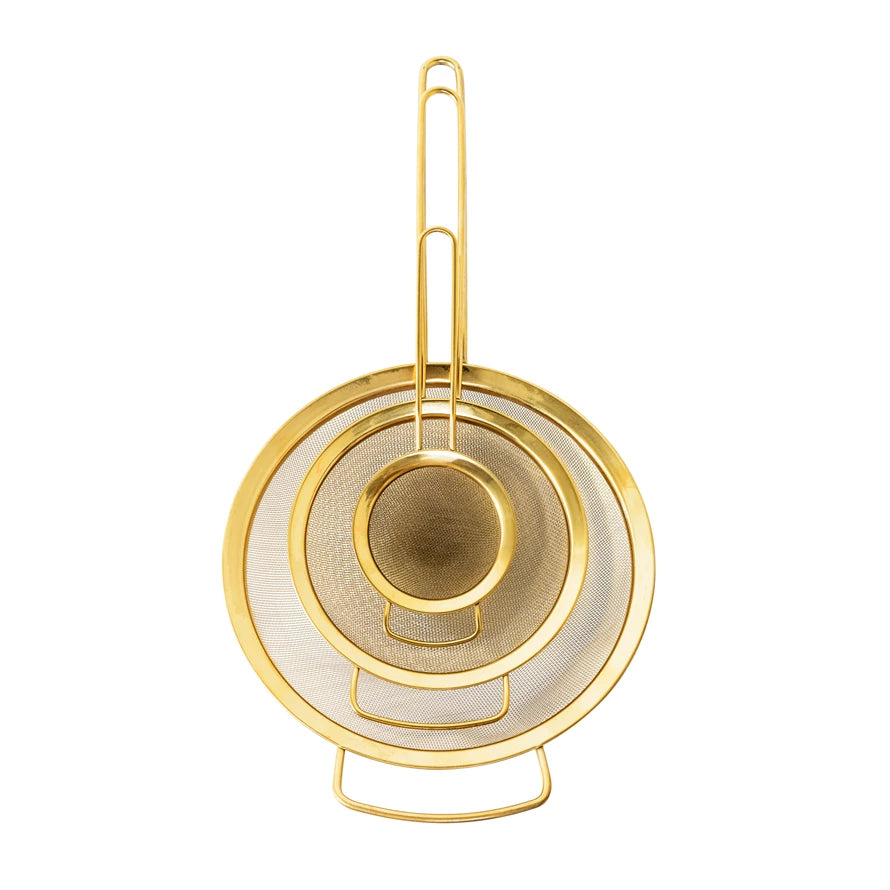 Stainless Steel Strainers Gold, Set of 3