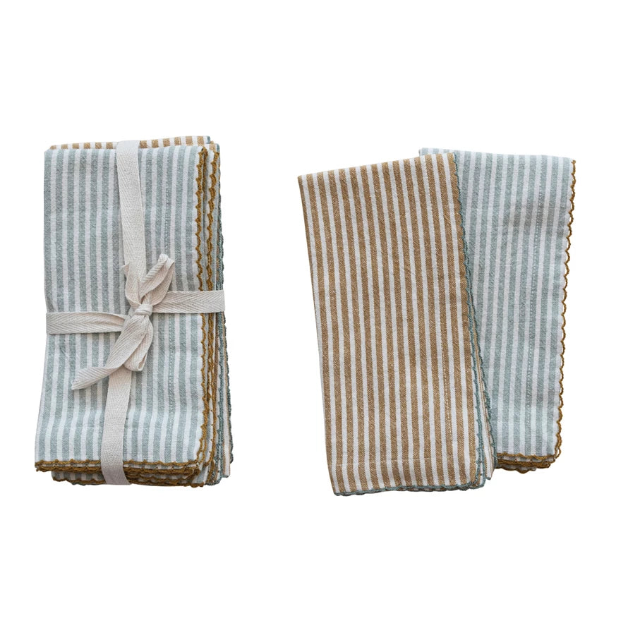 Cotton Napkins with Stripes Set of 4