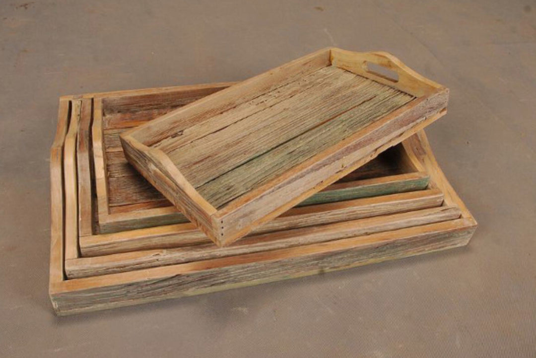 Tray Hand Crafted Reclaimed Wood Large CL